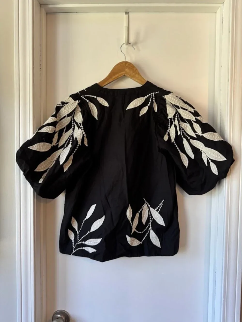 By Anthropologie Puff-Sleeve Embroidered Blouse